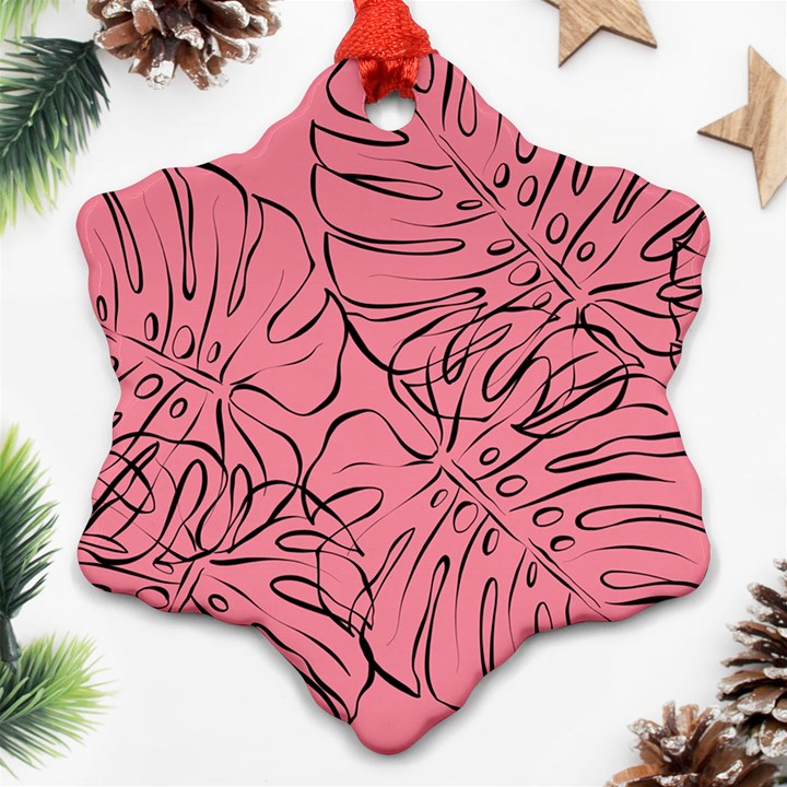 Pink Monstera Ornament (Snowflake)