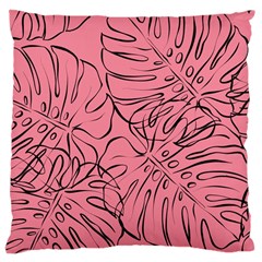 Pink Monstera Large Cushion Case (two Sides) by ConteMonfrey