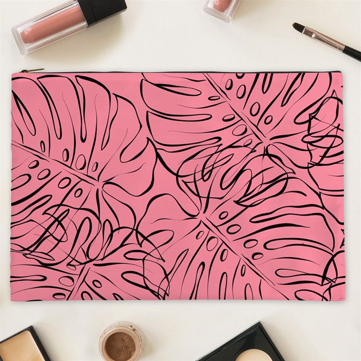 Pink Monstera Cosmetic Bag (XXL)