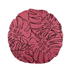 Pink Monstera Standard 15  Premium Round Cushions by ConteMonfrey