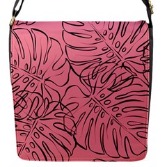 Pink Monstera Flap Closure Messenger Bag (s) by ConteMonfrey