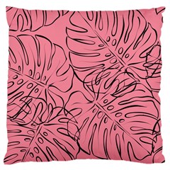 Pink Monstera Large Premium Plush Fleece Cushion Case (one Side) by ConteMonfrey