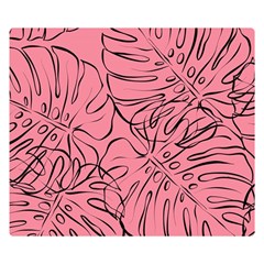 Pink Monstera Two Sides Premium Plush Fleece Blanket (small) by ConteMonfrey