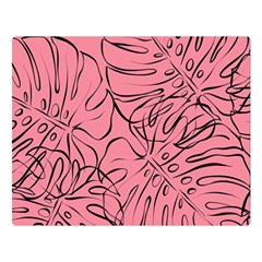 Pink Monstera Two Sides Premium Plush Fleece Blanket (large) by ConteMonfrey