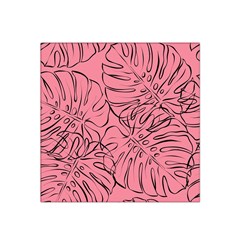 Pink Monstera Satin Bandana Scarf 22  X 22  by ConteMonfrey