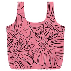 Pink Monstera Full Print Recycle Bag (xxl) by ConteMonfrey