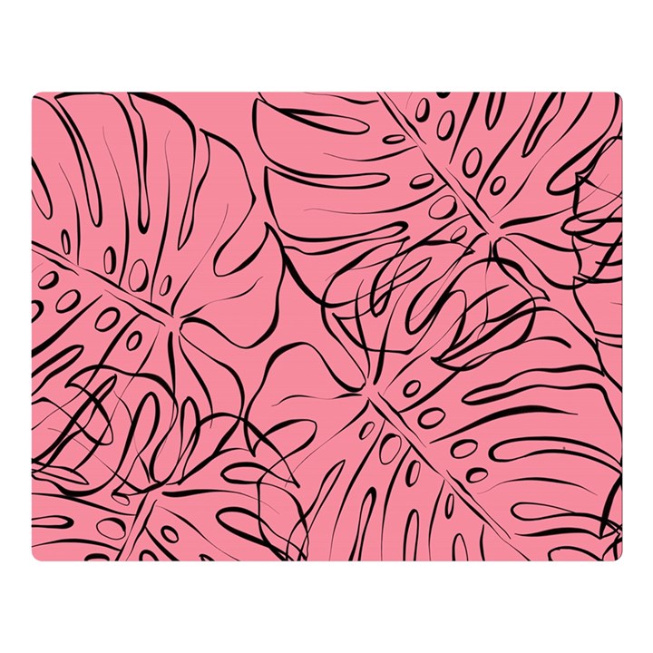 Pink Monstera Premium Plush Fleece Blanket (Large)