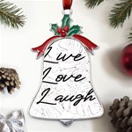 Live love laugh Monstera  Metal Holly Leaf Bell Ornament Front