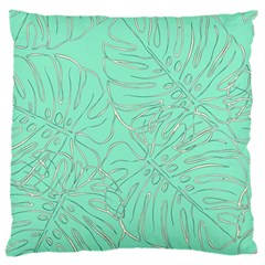 Ocean Monstera Large Premium Plush Fleece Cushion Case (one Side)