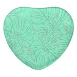 Ocean Monstera Heart Glass Fridge Magnet (4 pack) Front