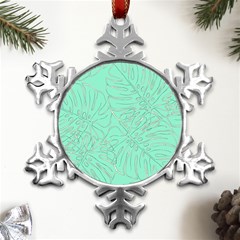 Ocean Monstera Metal Small Snowflake Ornament by ConteMonfrey