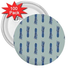 Blue King Pineapple  3  Buttons (100 Pack)  by ConteMonfrey