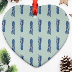 Blue King Pineapple  Heart Ornament (two Sides) by ConteMonfrey