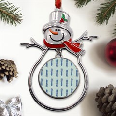 Blue King Pineapple  Metal Snowman Ornament