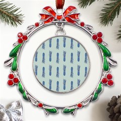 Blue King Pineapple  Metal X mas Wreath Ribbon Ornament by ConteMonfrey