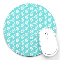 Spring Happiness Blue Ocean Round Mousepad by ConteMonfrey