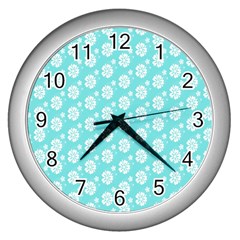 Spring Happiness Blue Ocean Wall Clock (silver) by ConteMonfrey