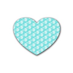 Spring Happiness Blue Ocean Rubber Coaster (heart) by ConteMonfrey