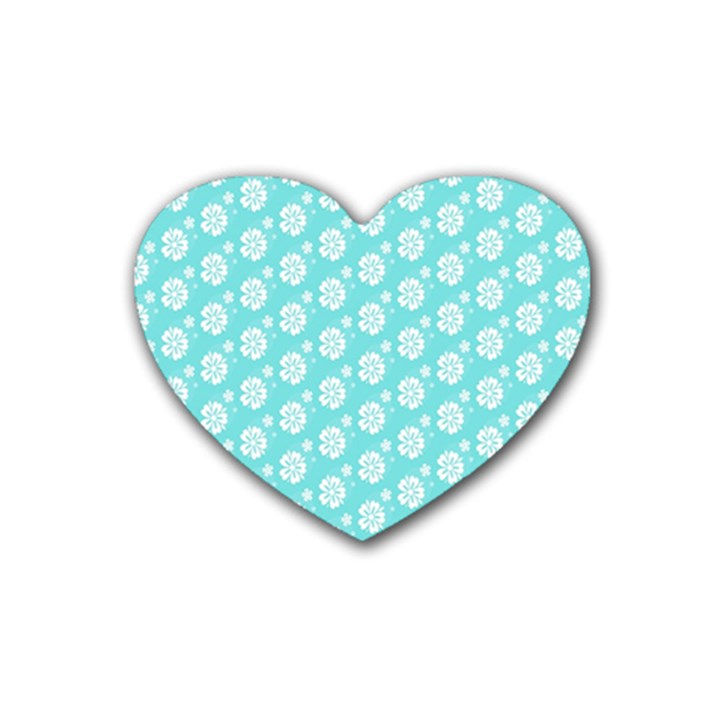 Spring Happiness blue ocean Rubber Coaster (Heart)