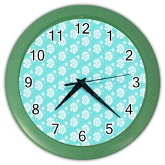 Spring Happiness Blue Ocean Color Wall Clock by ConteMonfrey