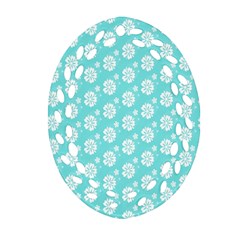 Spring Happiness Blue Ocean Oval Filigree Ornament (two Sides)