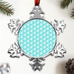 Spring Happiness Blue Ocean Metal Small Snowflake Ornament by ConteMonfrey