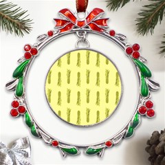 Yellow Pineapple Metal X mas Wreath Ribbon Ornament by ConteMonfrey