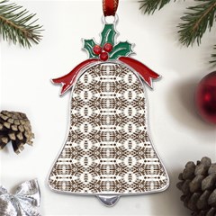 Brown Snake Skin Metal Holly Leaf Bell Ornament