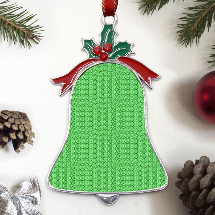  Spooky Pink Green Halloween  Metal Holly Leaf Bell Ornament