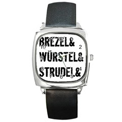 Its A German Thing Bier Brezel Wurstel Strudel Schnitzel Square Metal Watch by ConteMonfrey