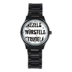 Its A German Thing Bier Brezel Wurstel Strudel Schnitzel Stainless Steel Round Watch by ConteMonfrey