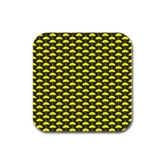 Under My Little Yellow Umbrella Rubber Square Coaster (4 Pack) by ConteMonfrey