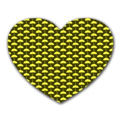 Under My Little Yellow Umbrella Heart Mousepad by ConteMonfrey