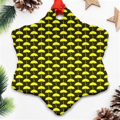 Under My Little Yellow Umbrella Snowflake Ornament (two Sides) by ConteMonfrey