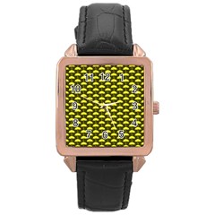 Under My Little Yellow Umbrella Rose Gold Leather Watch  by ConteMonfrey