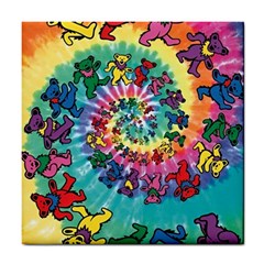 Grateful Dead Bears Tie Dye Vibrant Spiral Tile Coaster by Bedest