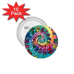 Grateful Dead Bears Tie Dye Vibrant Spiral 1 75  Buttons (10 Pack) by Bedest