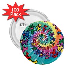 Grateful Dead Bears Tie Dye Vibrant Spiral 2 25  Buttons (100 Pack)  by Bedest