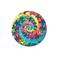 Grateful Dead Bears Tie Dye Vibrant Spiral Magnet 3  (round) by Bedest