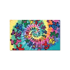 Grateful Dead Bears Tie Dye Vibrant Spiral Sticker Rectangular (10 Pack) by Bedest