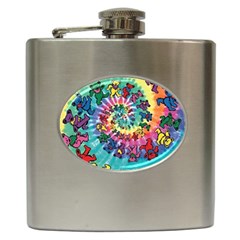 Grateful Dead Bears Tie Dye Vibrant Spiral Hip Flask (6 Oz) by Bedest