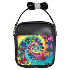 Grateful Dead Bears Tie Dye Vibrant Spiral Girls Sling Bag by Bedest