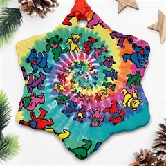 Grateful Dead Bears Tie Dye Vibrant Spiral Snowflake Ornament (two Sides) by Bedest