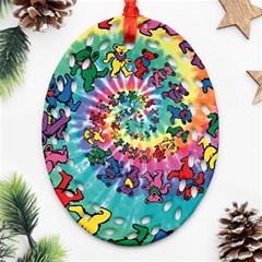 Grateful Dead Bears Tie Dye Vibrant Spiral Oval Filigree Ornament (two Sides) by Bedest