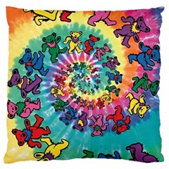 Grateful Dead Bears Tie Dye Vibrant Spiral Large Premium Plush Fleece Cushion Case (two Sides) by Bedest