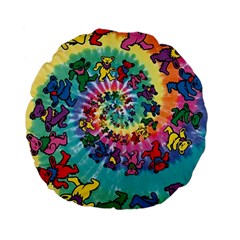 Grateful Dead Bears Tie Dye Vibrant Spiral Standard 15  Premium Flano Round Cushions by Bedest