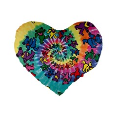 Grateful Dead Bears Tie Dye Vibrant Spiral Standard 16  Premium Flano Heart Shape Cushions by Bedest