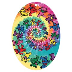 Grateful Dead Bears Tie Dye Vibrant Spiral Uv Print Acrylic Ornament Oval by Bedest