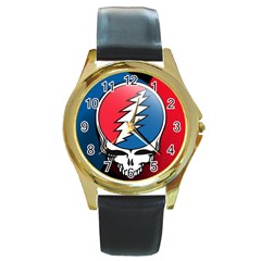 Grateful Dead Big Skull Round Gold Metal Watch by Bedest