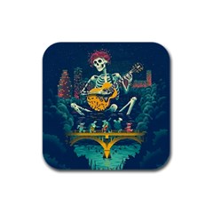 Grateful Dead Singing Skeleton Rubber Square Coaster (4 Pack) by Bedest